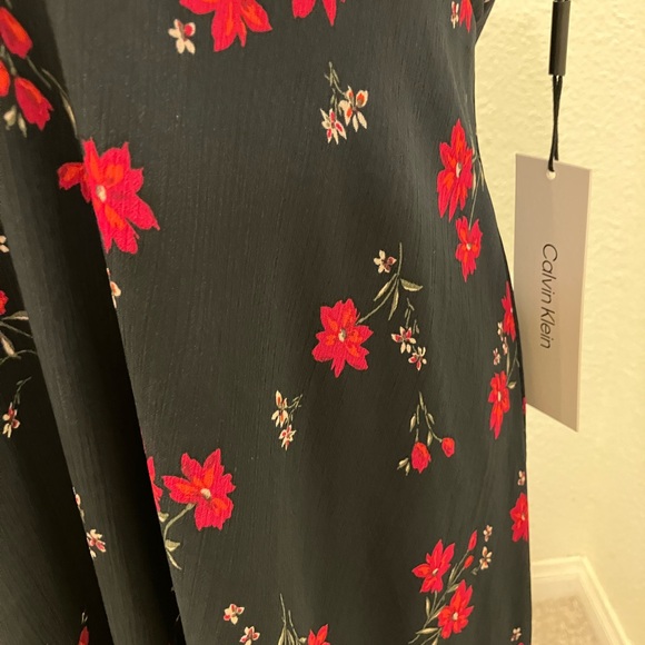 Calvin Klein Black Dress with Red Floral Design - Picture 4 of 10
